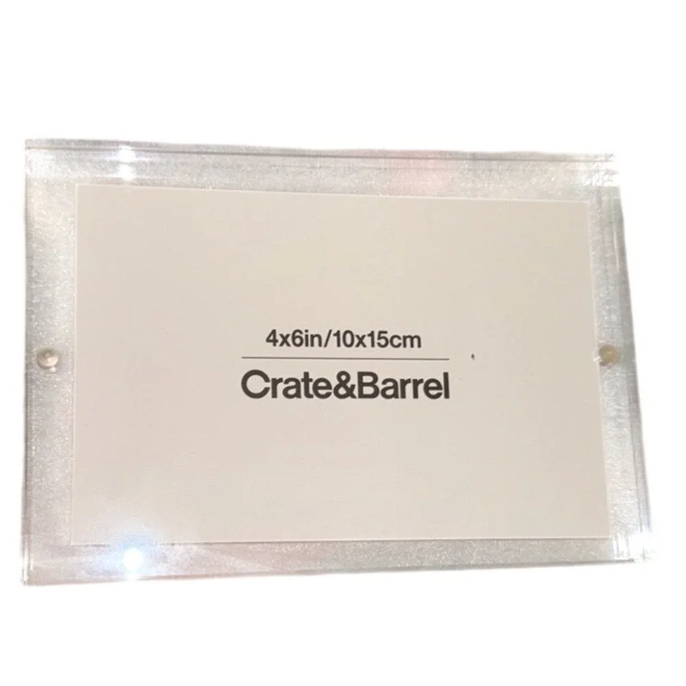 Crate‎ & Barrel Acrylic Photo Frame 4x6 Tabletop Clear Picture Display New